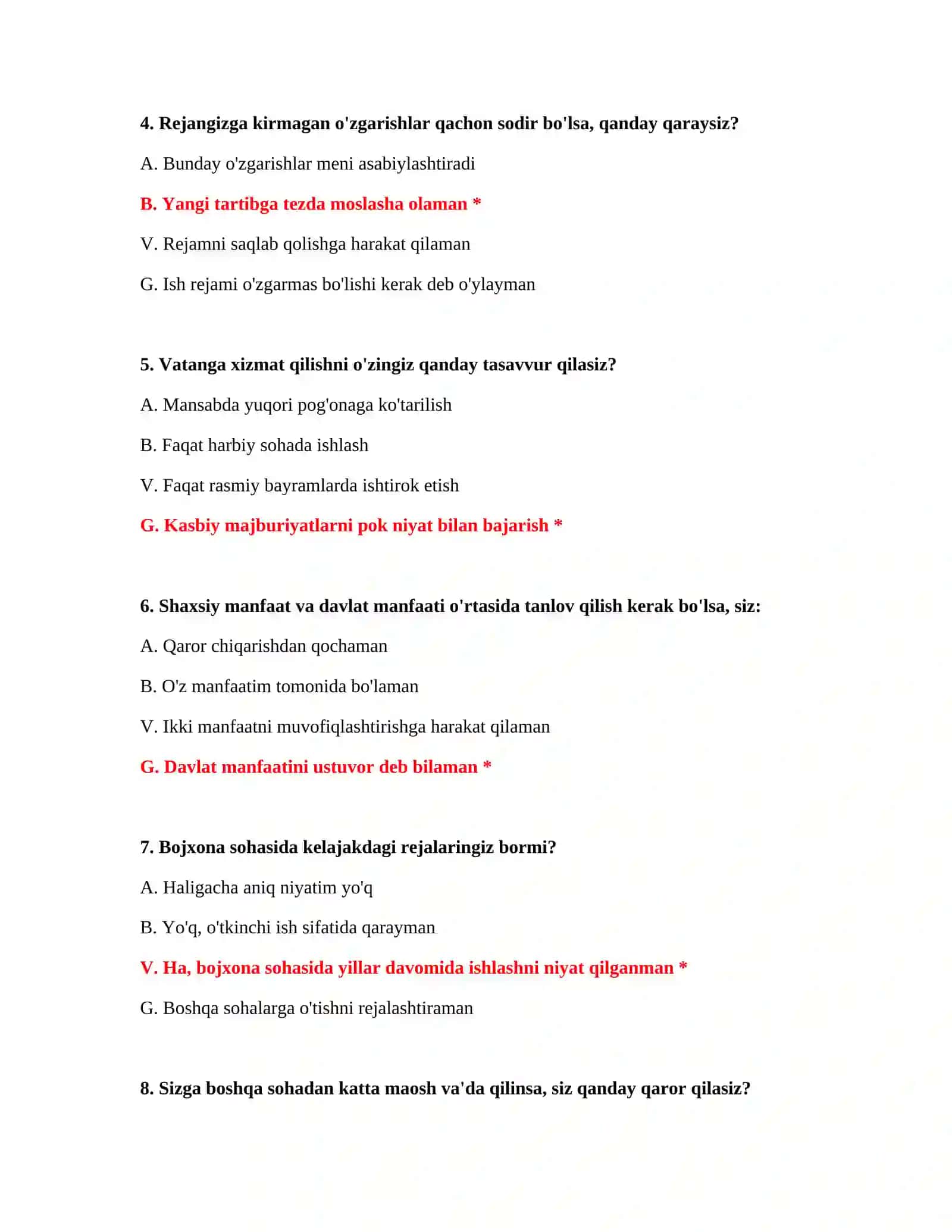 Qonunchilik testlari bojxona 3