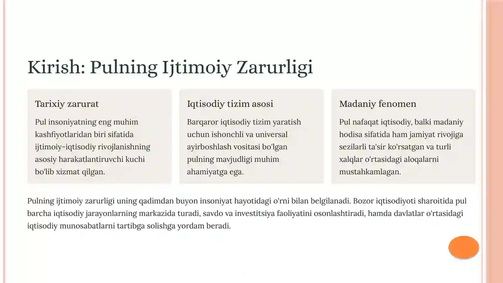 Pulning Kelib Chiqishi, Mohiyati va Vazifalari 3