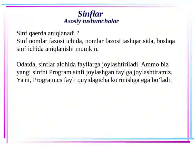 Sinflar Asosiy Tushunchalar 3