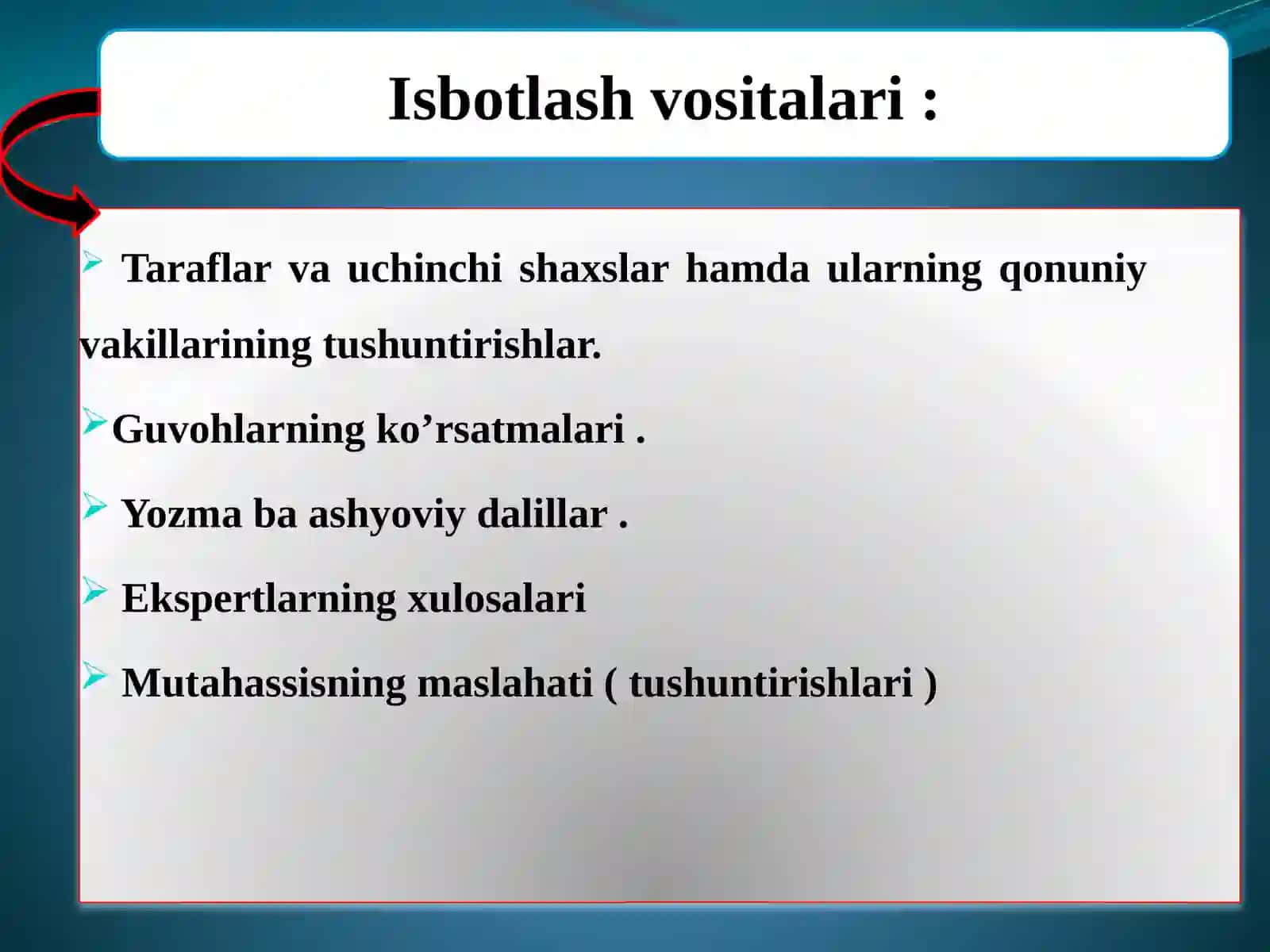 Fuqarolik protsessida isbotlash va dalillar 3