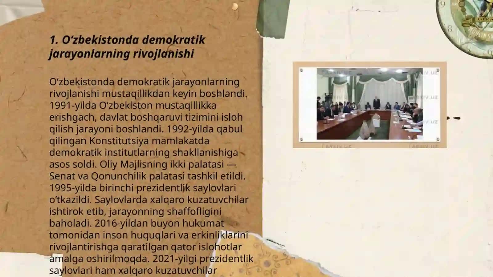 Oʻzbekistonda Demokratik, Fuqarolik Jamiyati Asoslarining Shakllanishi, Amalga Oshirilgan Siyosiy Ishlar 3