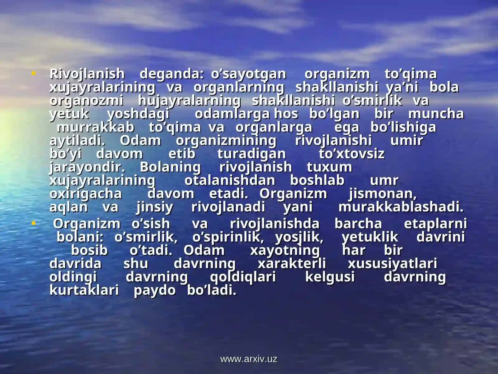 Bolalar o’sishi va rivojlanishining umumiy qonunlari 3