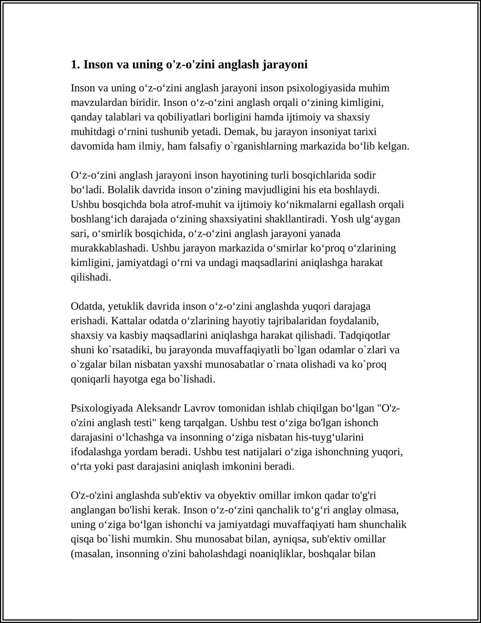 INSON TUSHUNCHASI REFERAT 3