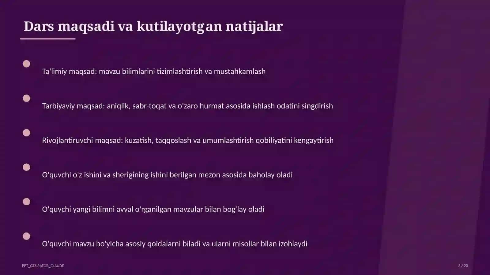 Tasviriy san'at va musiqa (1–7) — ochiq dars uchun 3