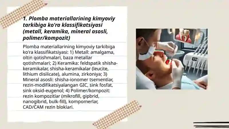 Ortopedik stomatologiya amaliyotida qo'llaniluvchi plomba materiallarining va adgeziv sistemalarning klassifikatsiyasi 3