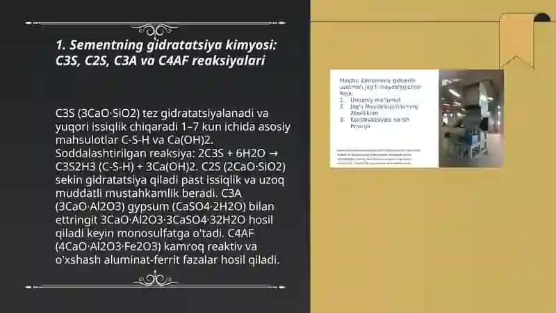 Gidravlik bogʻlovchi moddalar (sement,gips,ohak)ning gidratatsiya jarayonlari 3