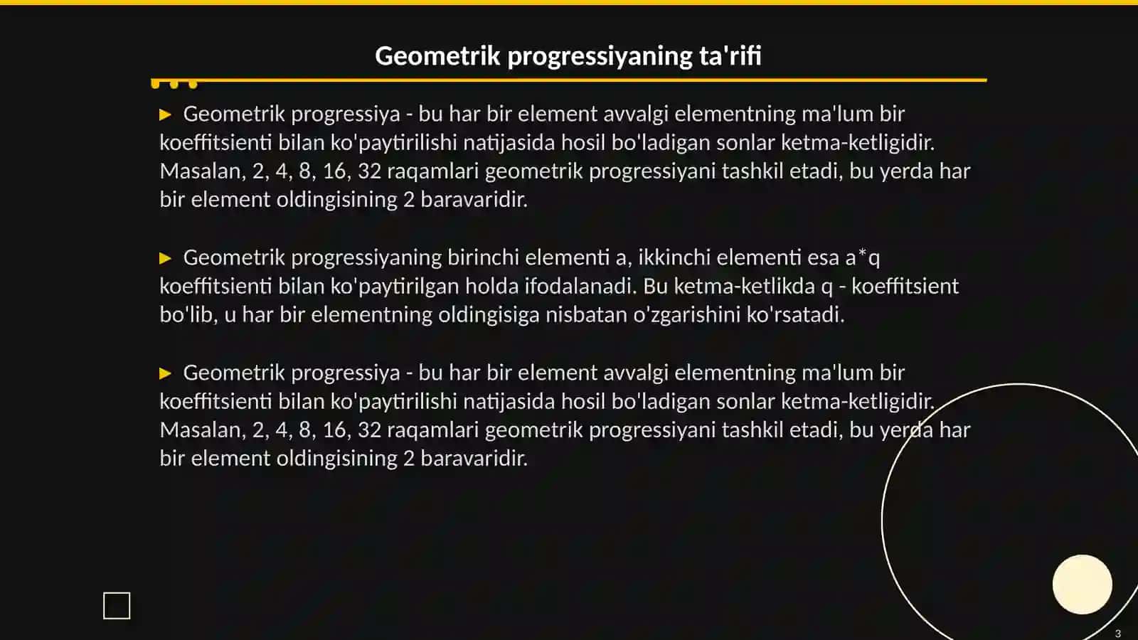 Geometrik progressiya 3