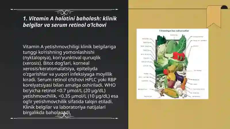 Organizmning vitaminlar bilan ta’minlanganligini oʻrganish va baholash 3