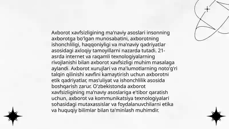 O'zbekistonda axborot xavfsizligining ma'naviy va huquqiy asoslari 3