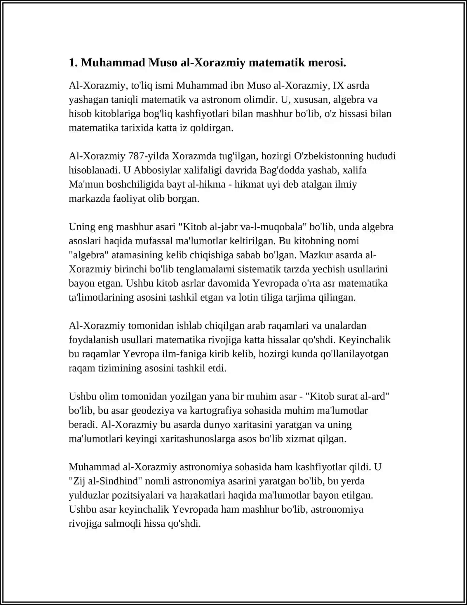 MUHAMMAD MUSO AL-XORAZMIY, AHMAD AL-FARĞONIY VA ABU NASR FAROBIYLARNING ILMIY MEROSI 3