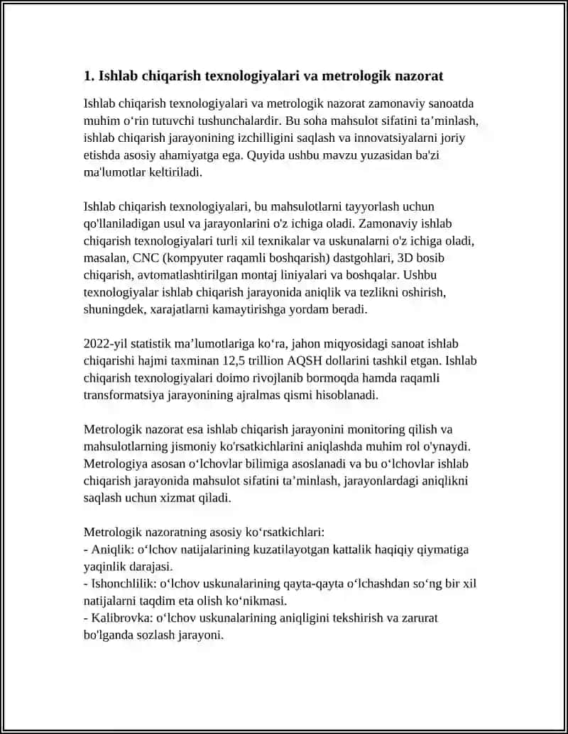 ISHLAB CHIQARISH VA UNING TARMOQLARIDA METROLOGIK XIZMAT VA TA'MINOT 3