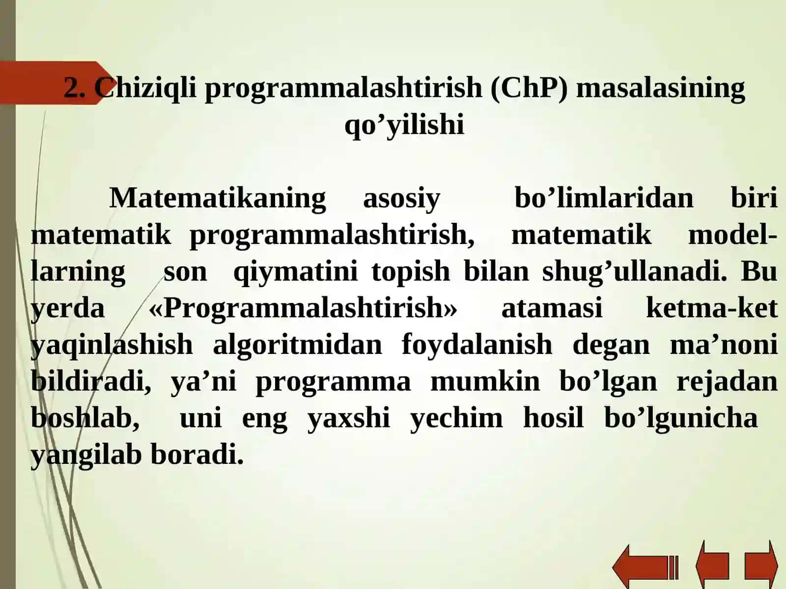 Matematik programmalashtirish masalasi 3