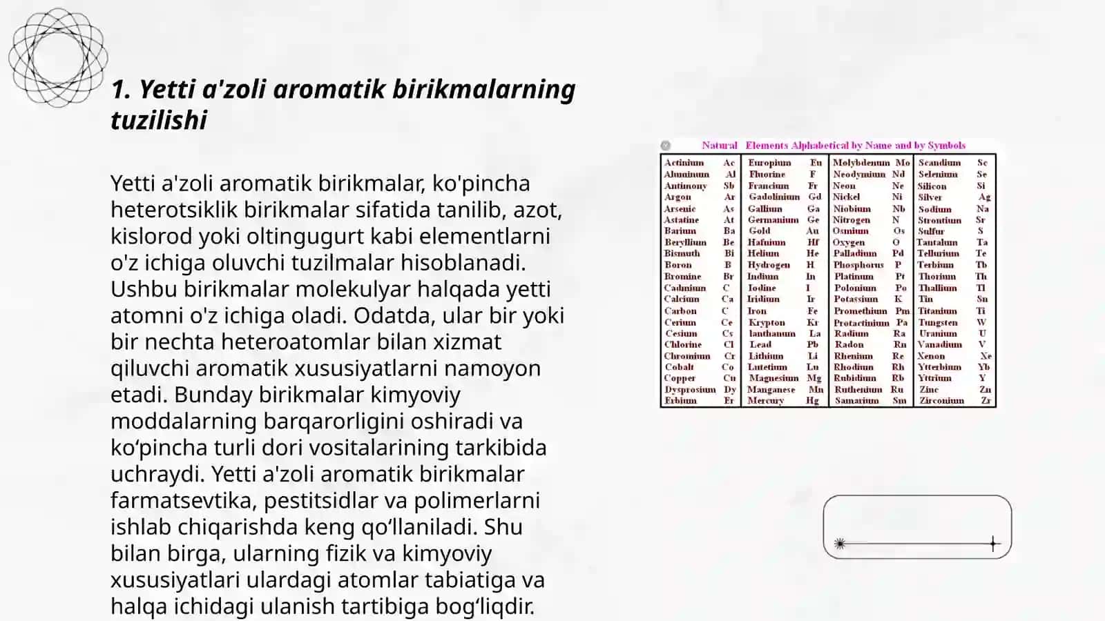 Yetti a'zoli aromatik birikmalar 3