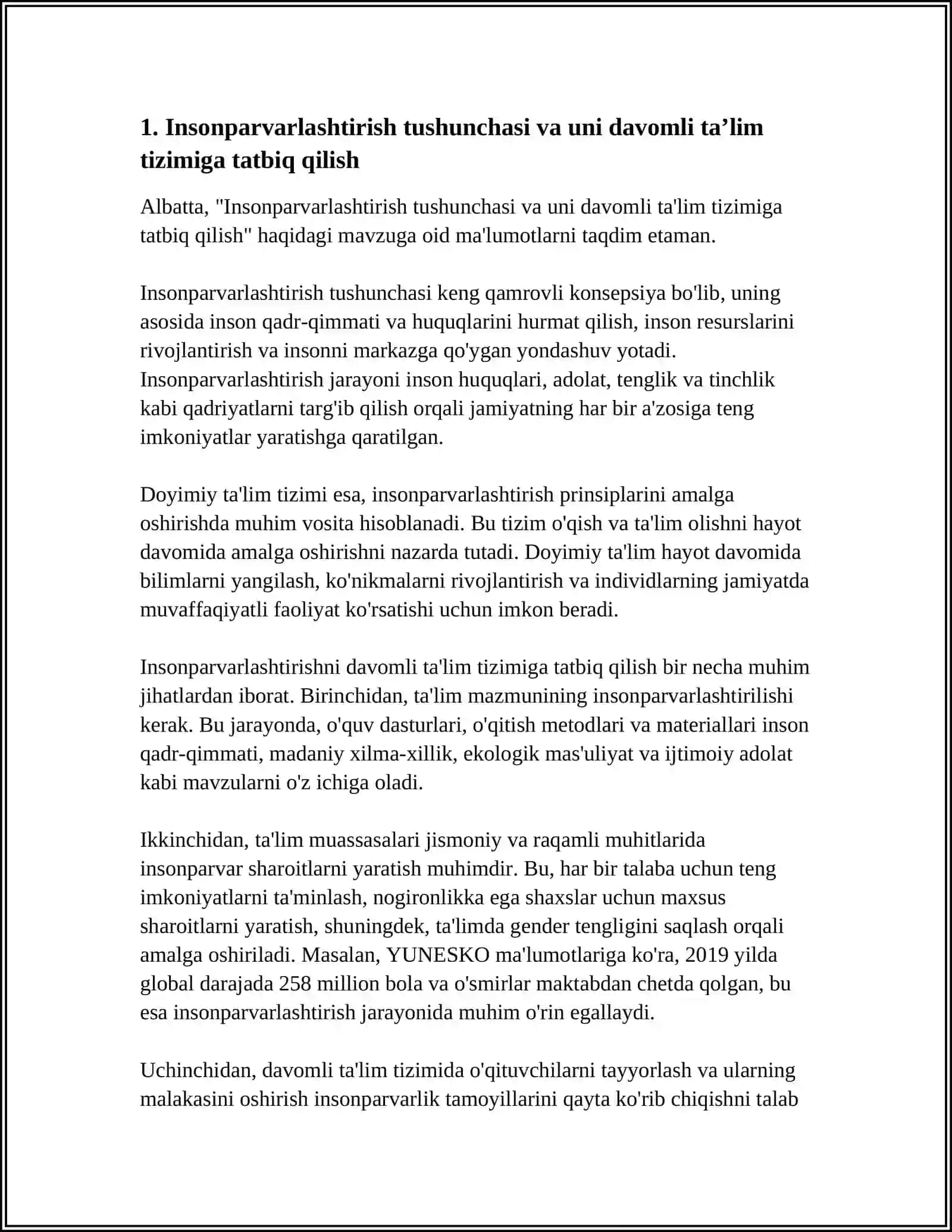 UZLUKSIZ TAʼLIM TIZIMINI INSONPARVARLASHTIRISHDA MAʼNAVIY -MARIFIY ISHLARNING ROLI 3