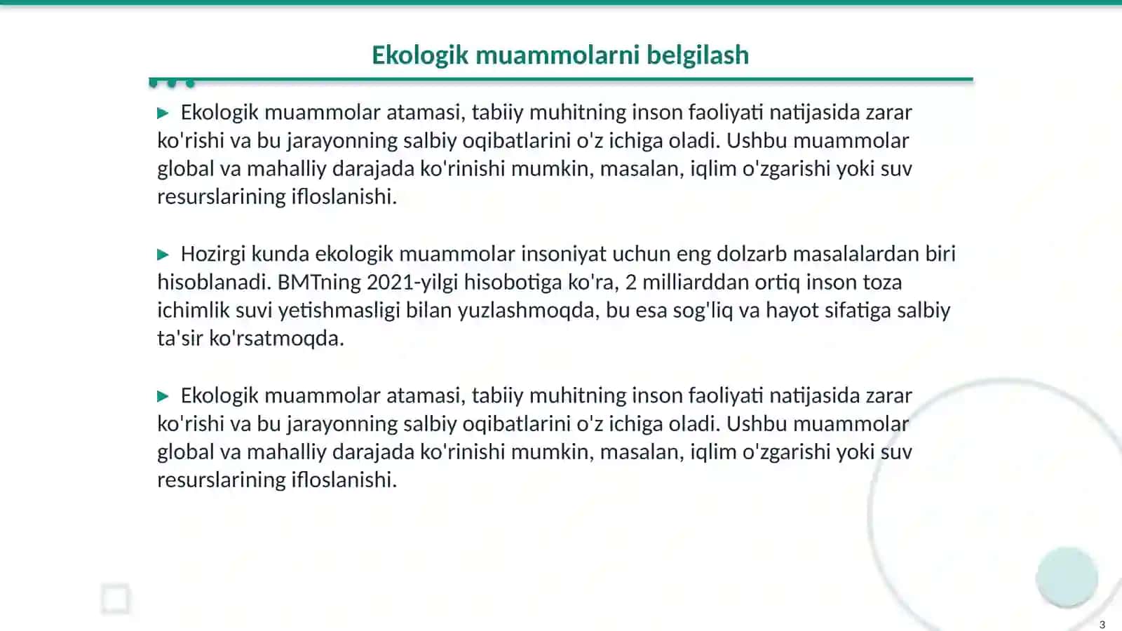 Ekologik muammolarni klassifikatsialash 3