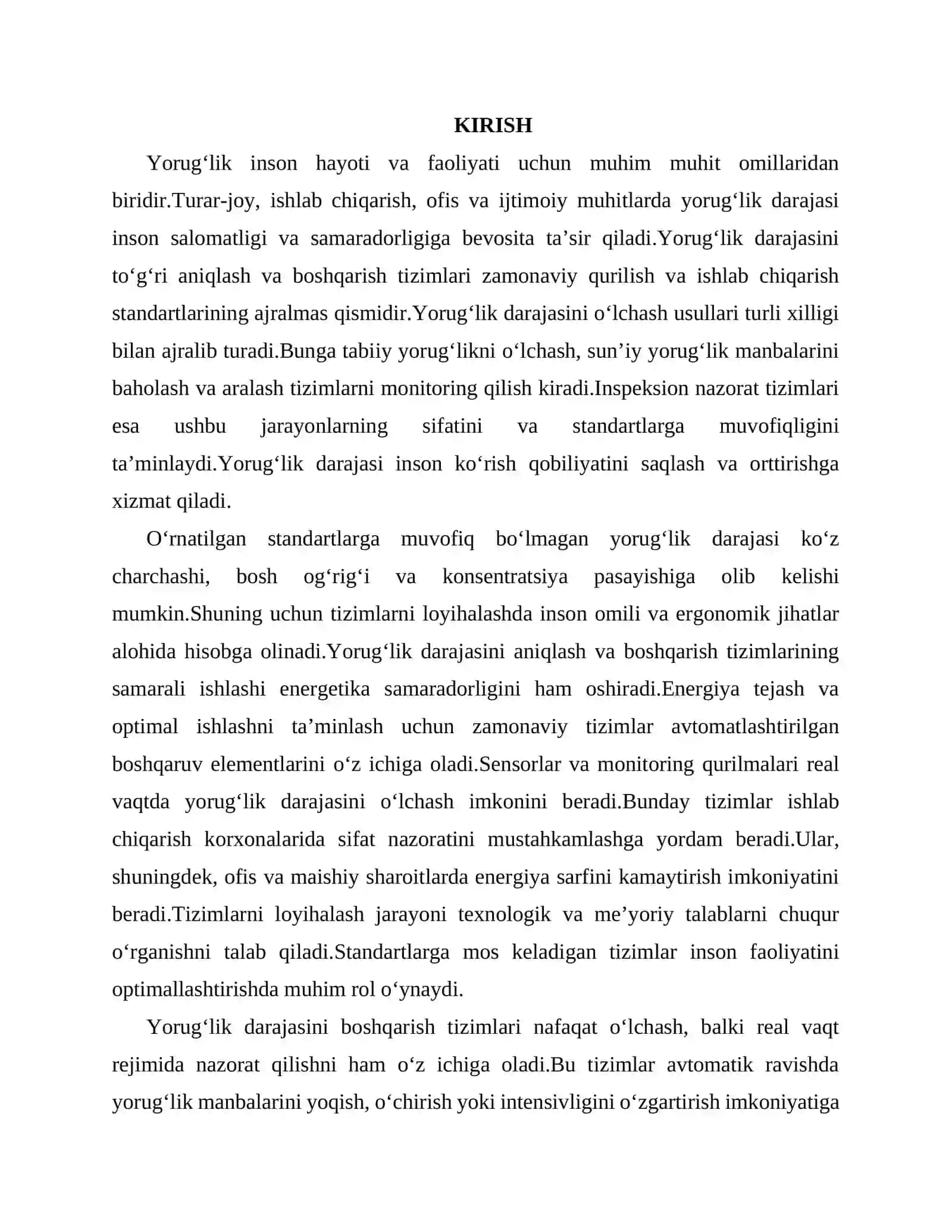 Yorugʻlik darajasini aniqlab beruvchi va boshqariluvchi tizimlarni loyihalash 3