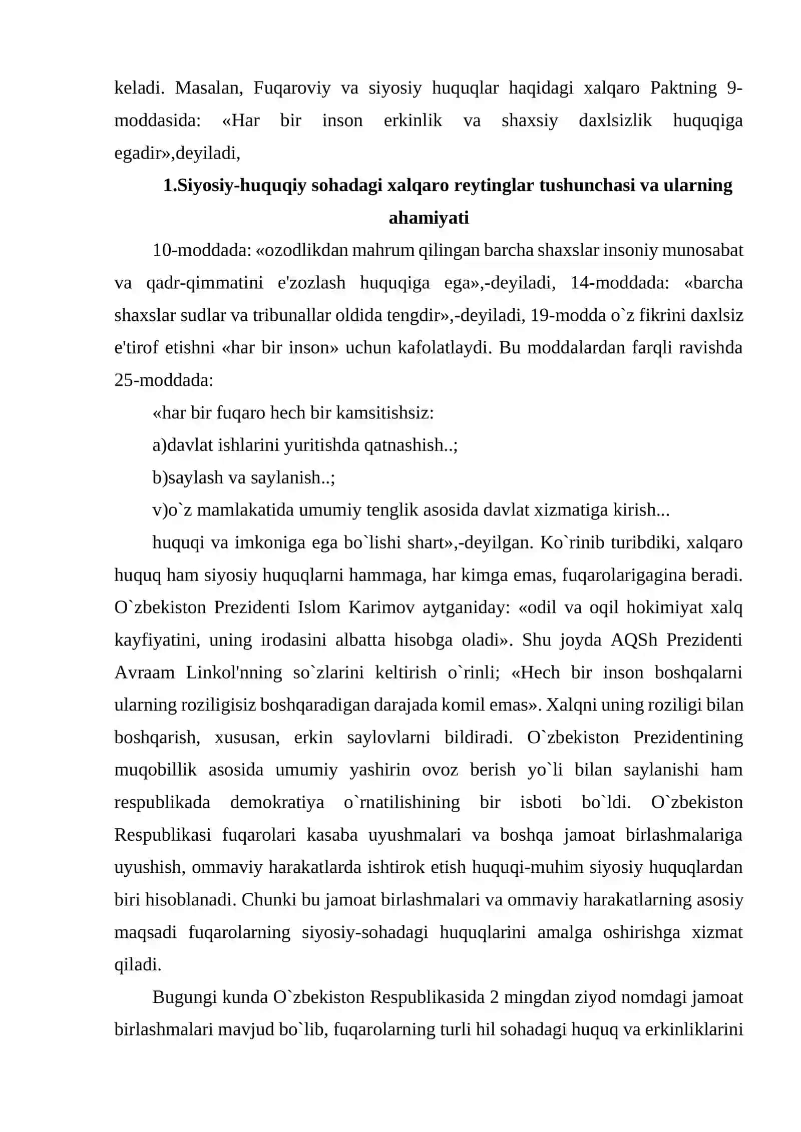 SIYOSIY- HUQUQIY SOHADAGI USTUVOR XALQARO REYTINGLAR VA ULARGA O'ZBEKISTONNING INTEGRATSIYALASHUVI 3