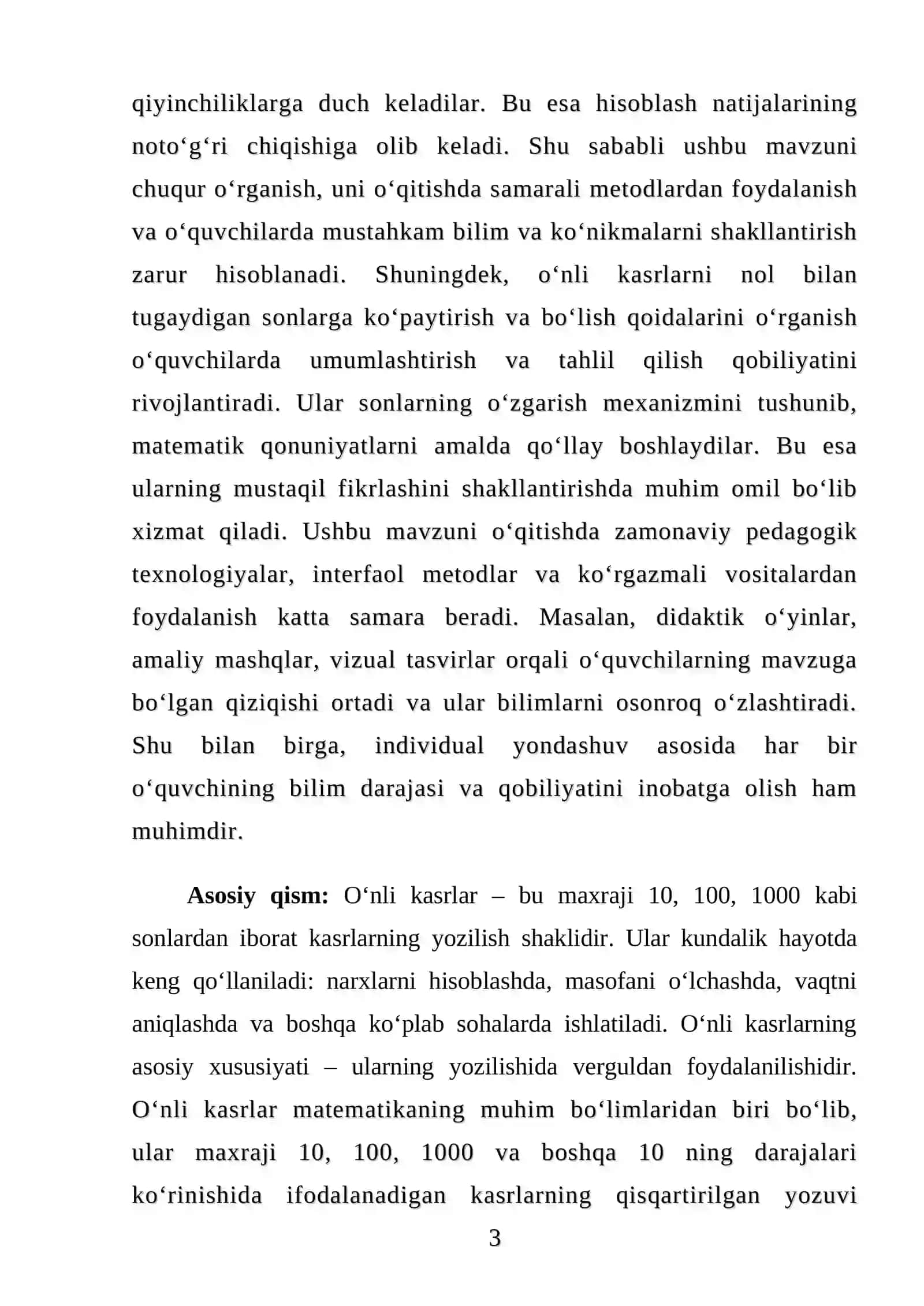 O'nli kasrlarni nol bilan tugaydigan sonlarga ko'paytirish va boʻlishAL 3