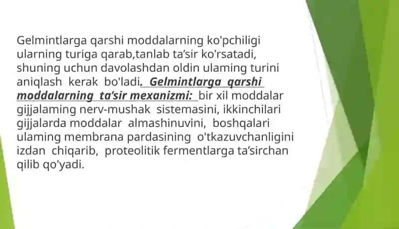 Gelmintozlar va ularning qarshi kengash 3