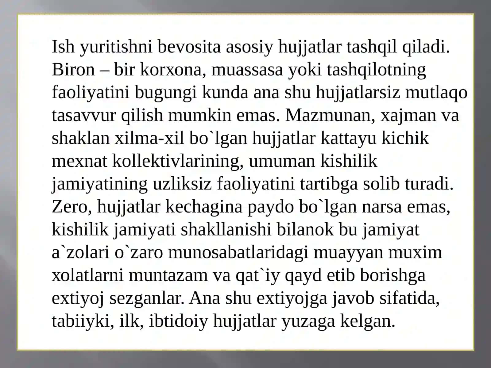 O`ZBEK TILIDA ISH YURITISH 3