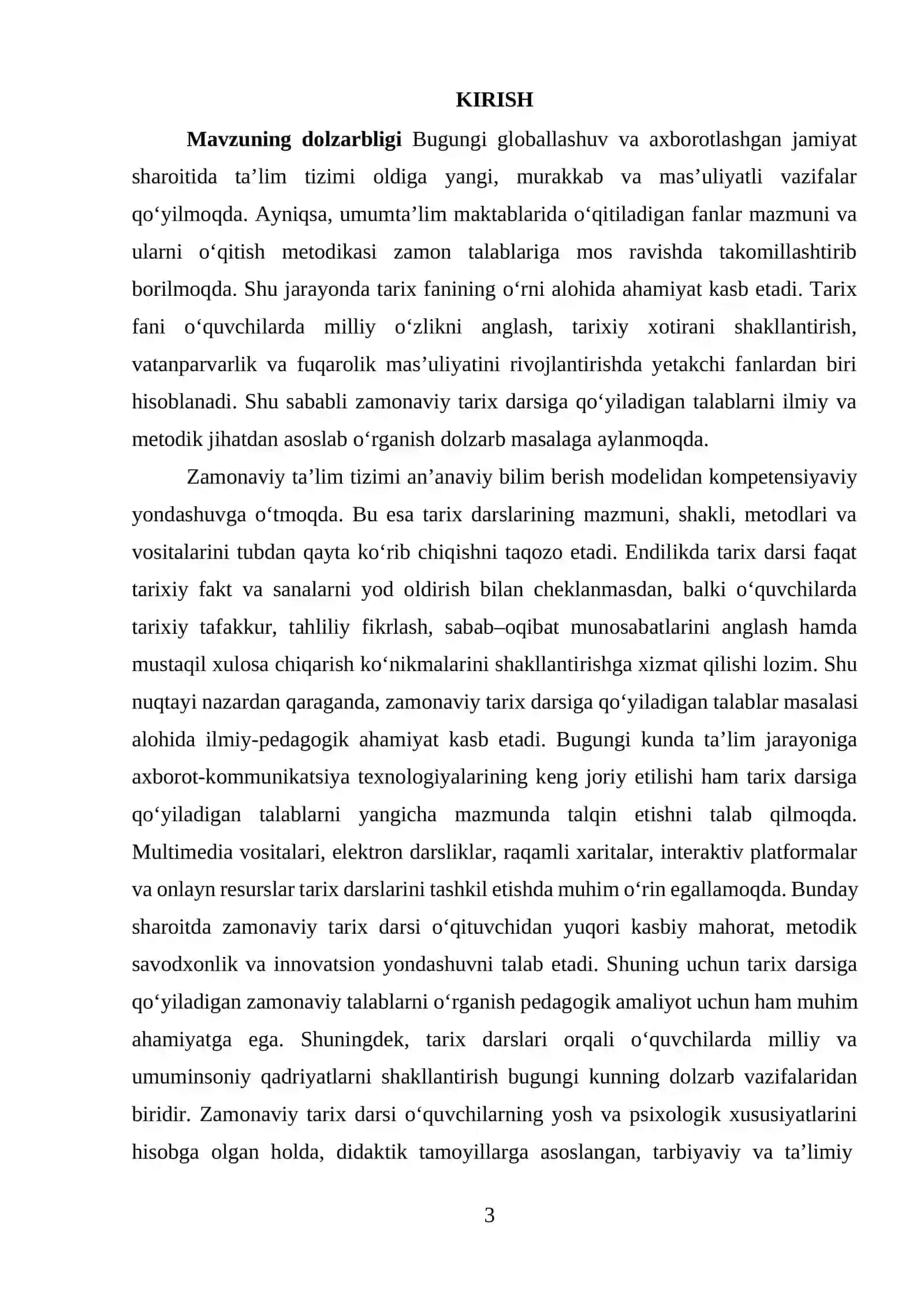 Zamonaviy tarix darsiga qo’yiladigon talablar 3