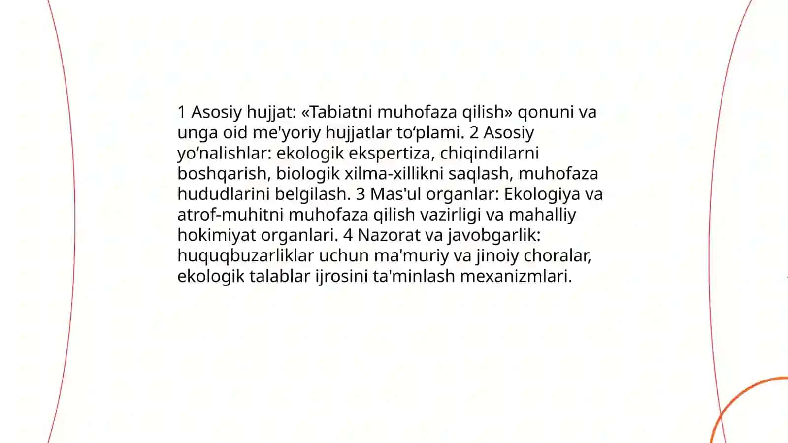 Tabiatni muhofaza qilish masalalarini meyoriy hujjatlarda yoritilishi 3