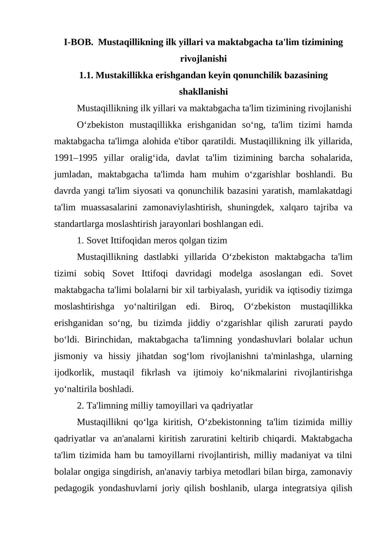 O’zbekiston mustakillikka erishgandan keyingi davrdagi maktabgacha ta’lim 3