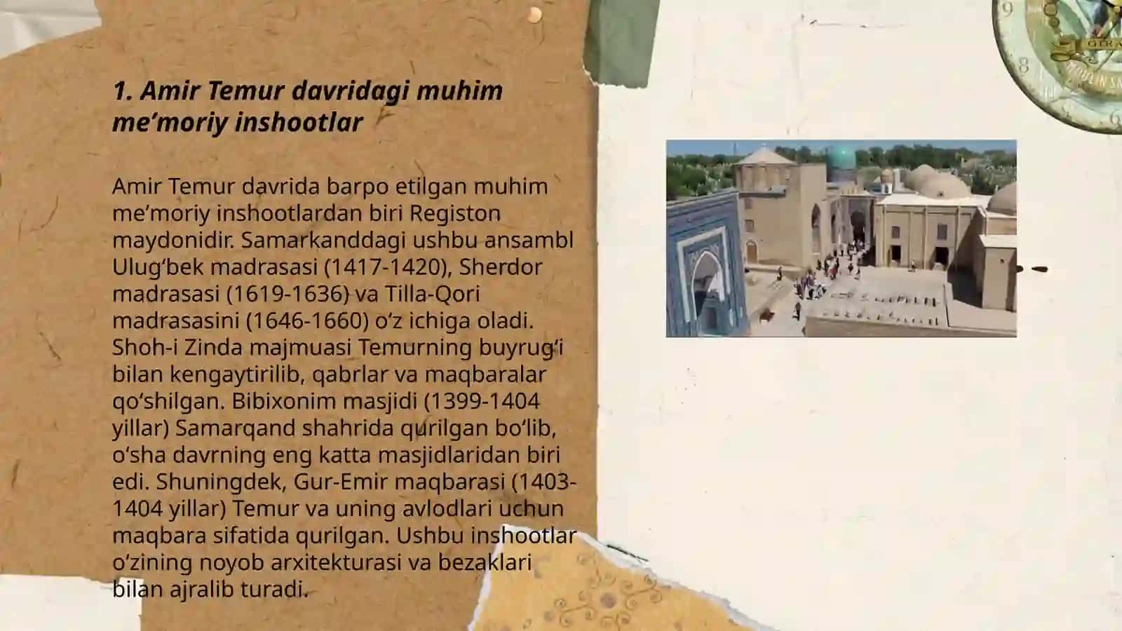 Amir Temur davridagi meʼmorchilik 3