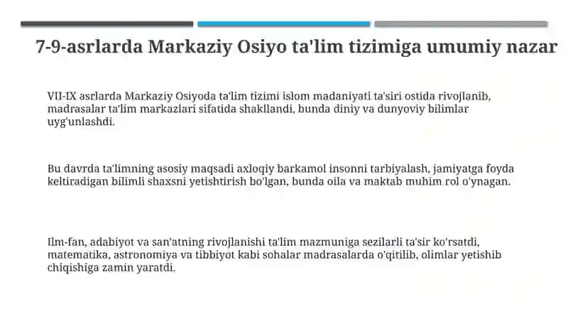 Oʻrta Osiyoda tarbiya, maktab pedagogik fikrlar 3