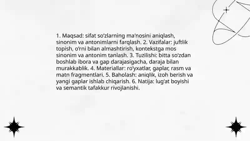 Sifat soʻz turkumini oʻrganishdagi leksik -semantik mashqlar 3