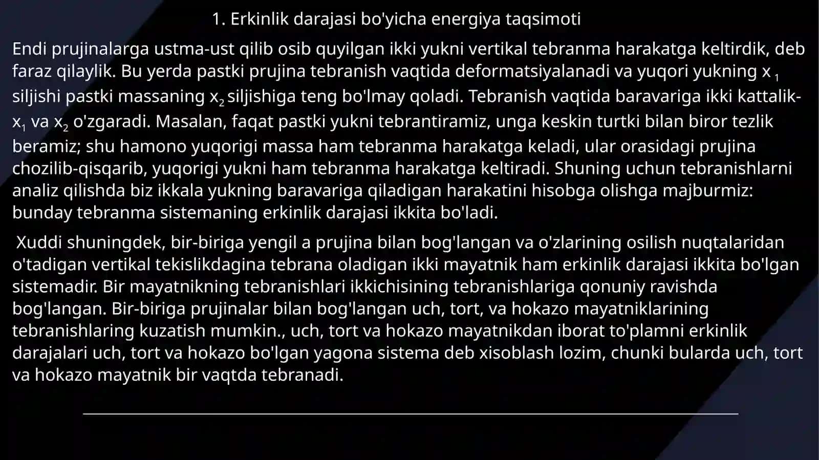 Erkinlik darajasi bo'yicha energiya taqsimoti 3