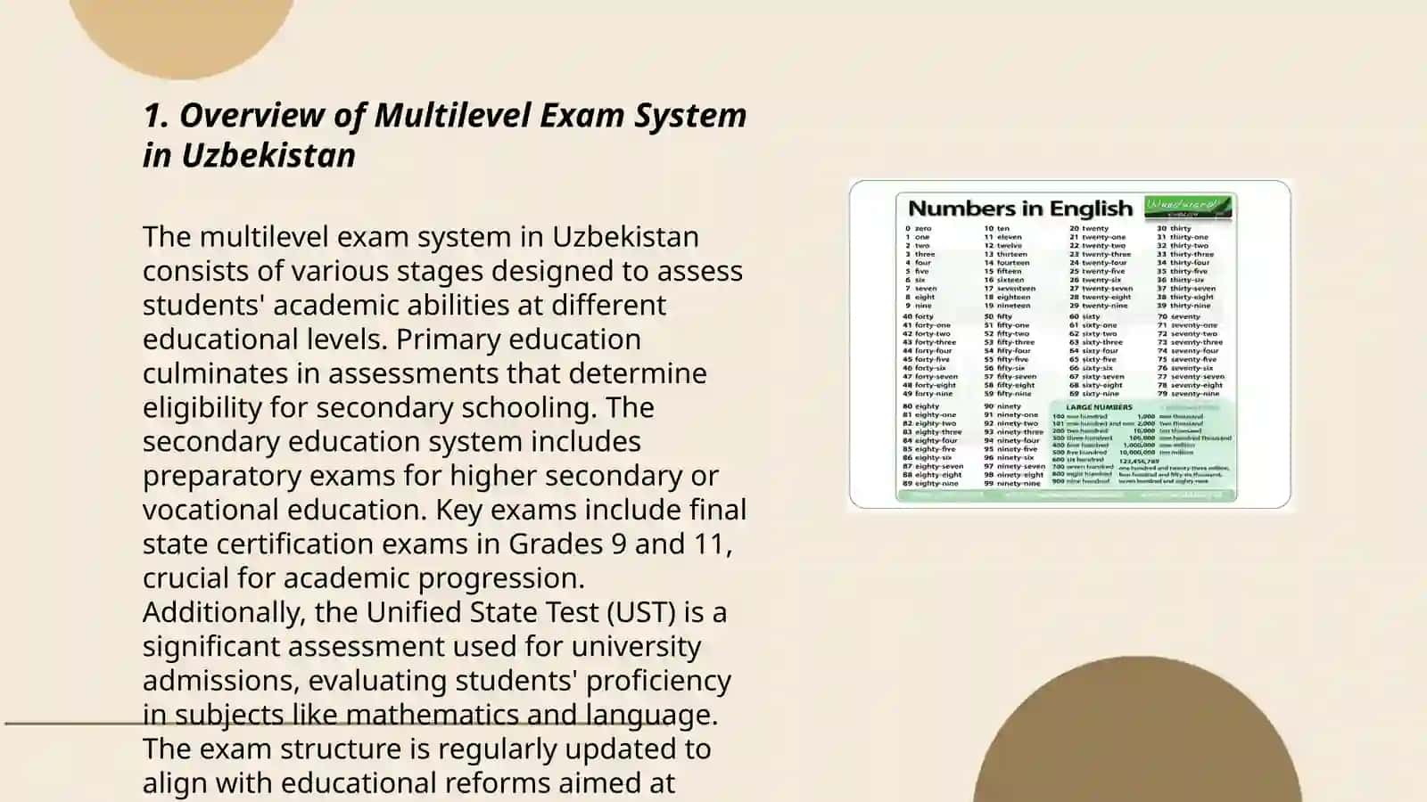 Multilevel Exam System in Uzbekistan 3