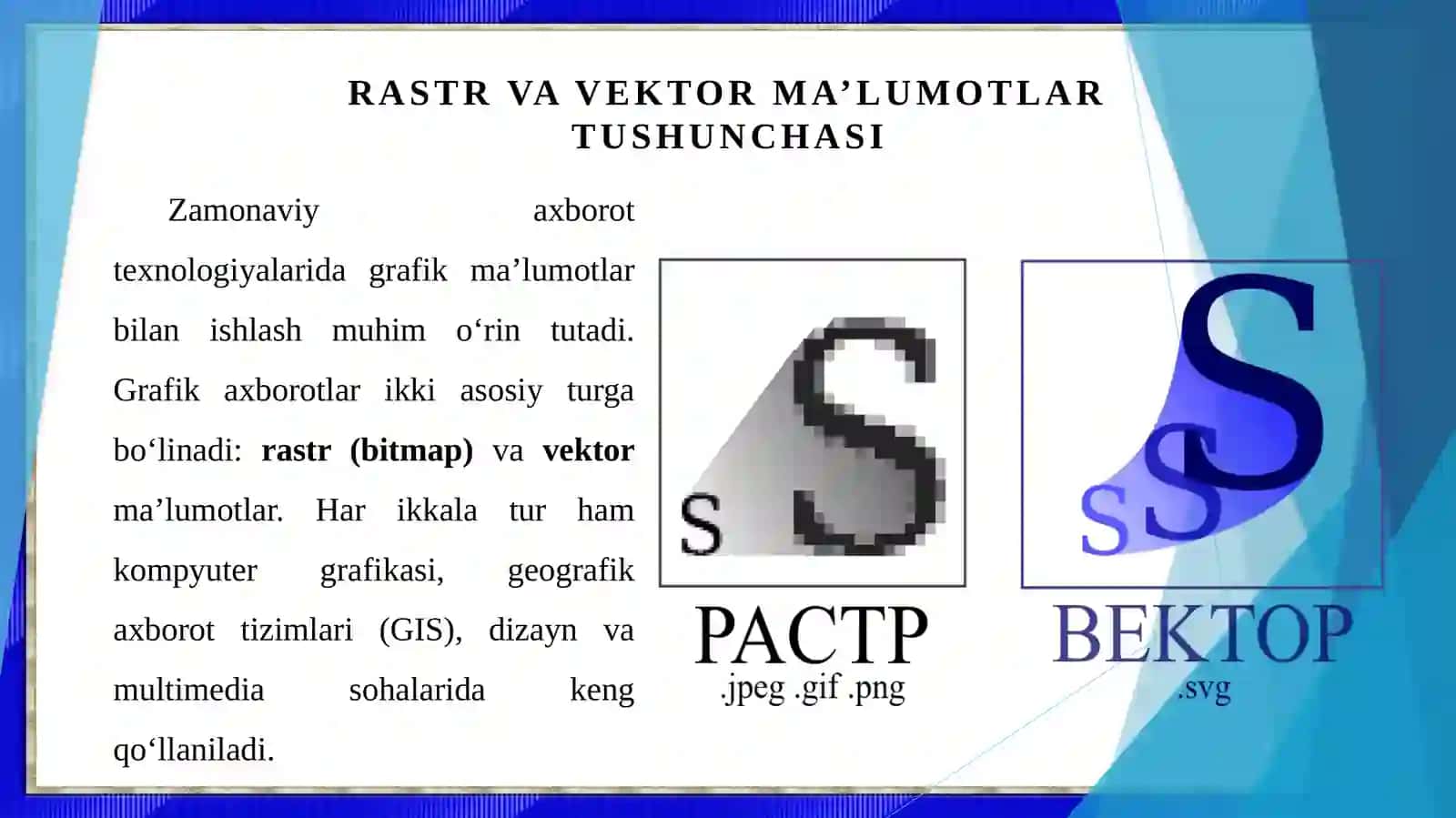 Rastr va vektor ma’lumotlar. Rastr va vektor tushunchalari. Farqlari va afzalliklari 3