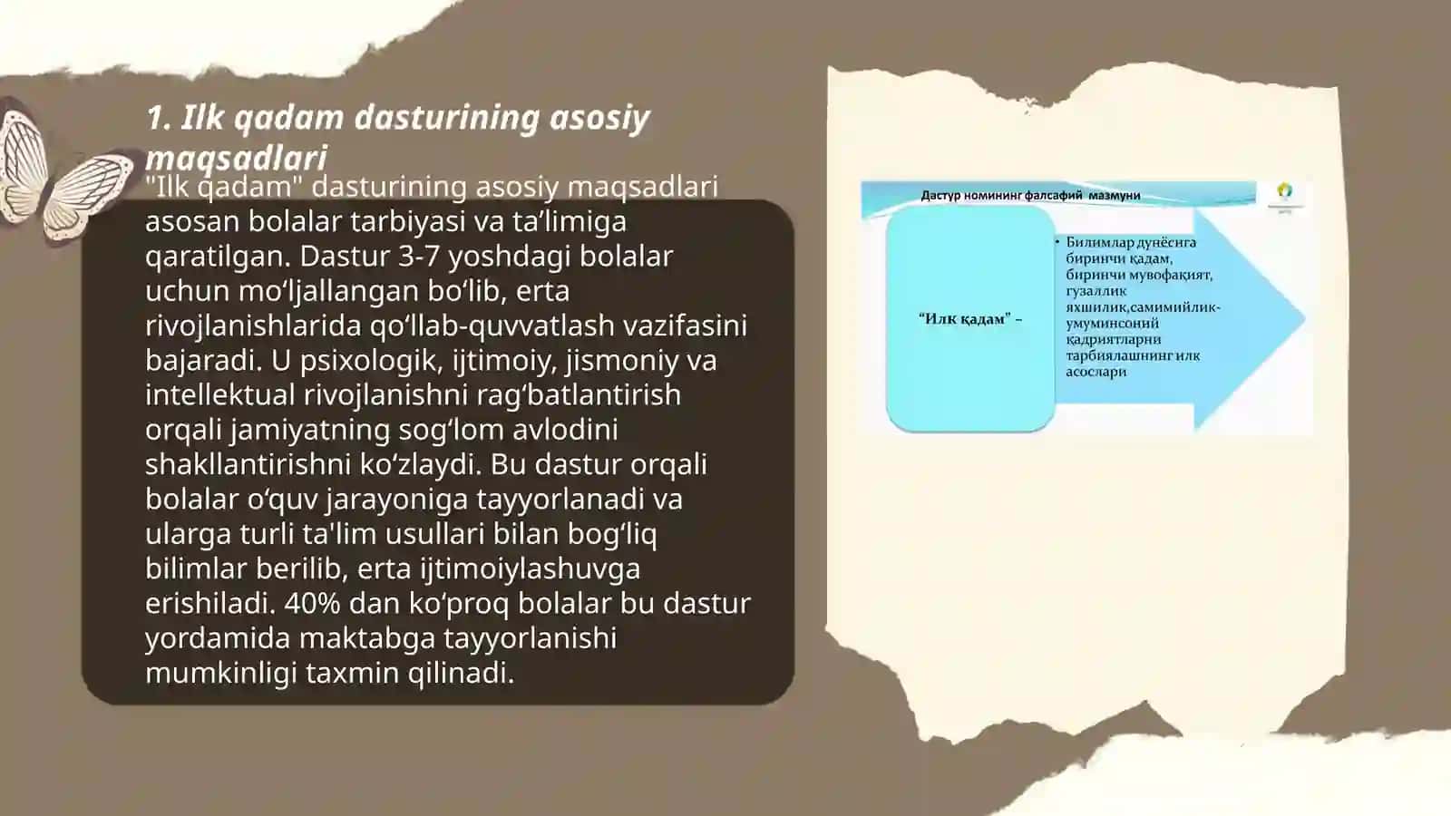 “Ilk qadam”davlat o’quv dasturi asosida maktabgachata’lim tashkilotlarida faoliyat markazlarida taʼlimjarayonlarini bolalar mehnatini tashkil qilish 3