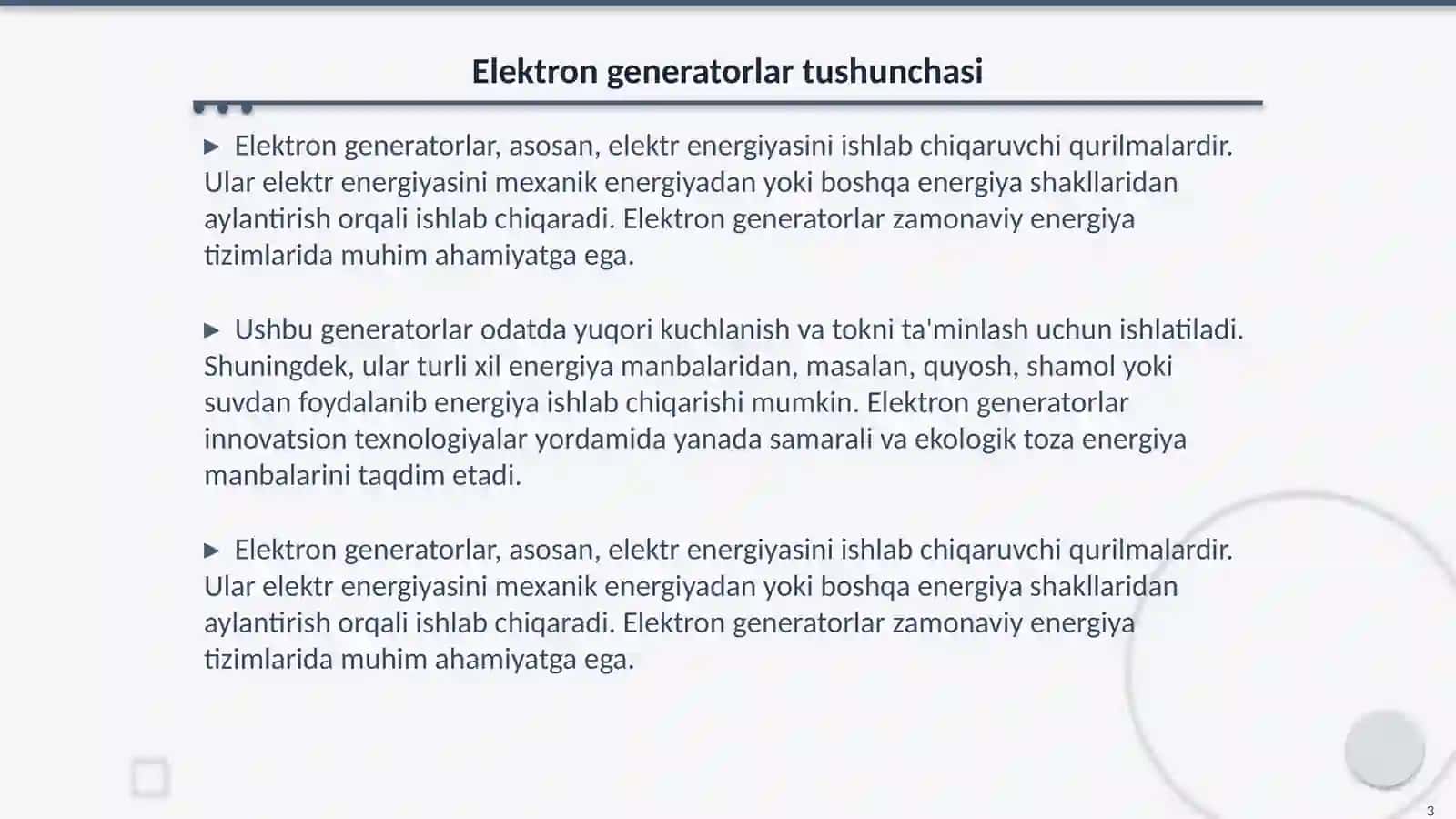 Elektron generatorlar 3