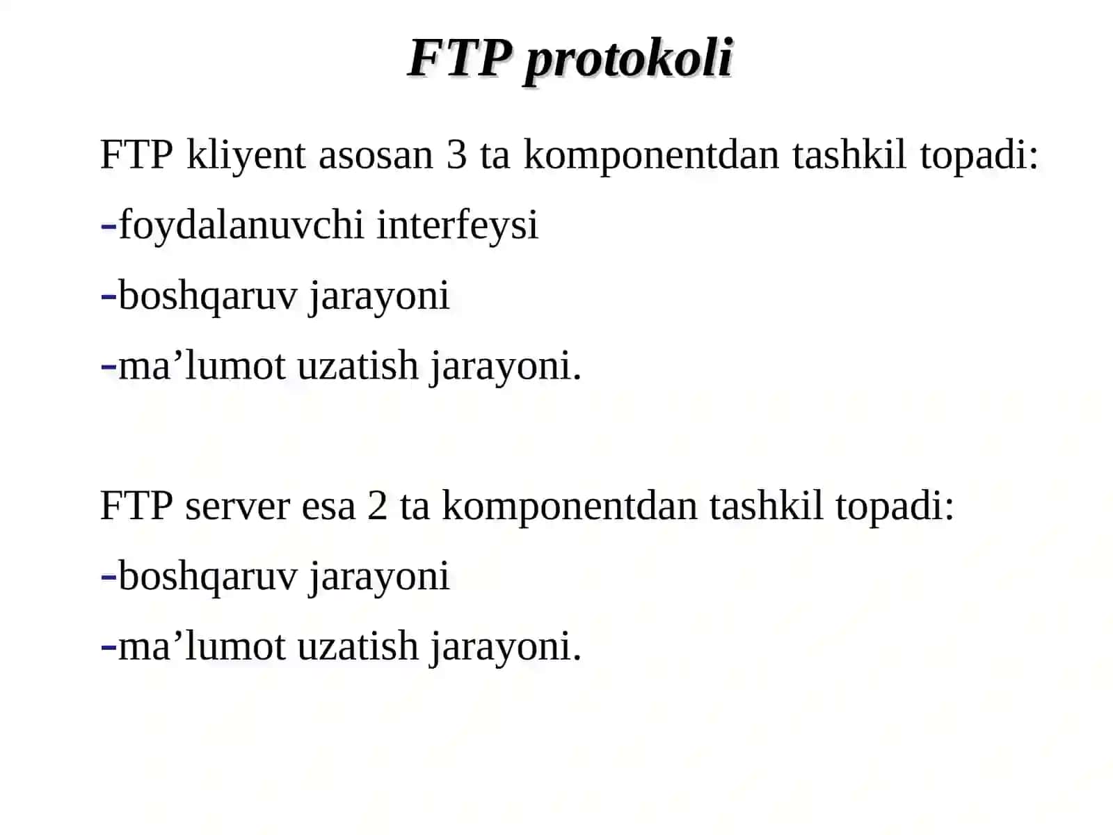 Tarmoqni dasturlashda FTP 3