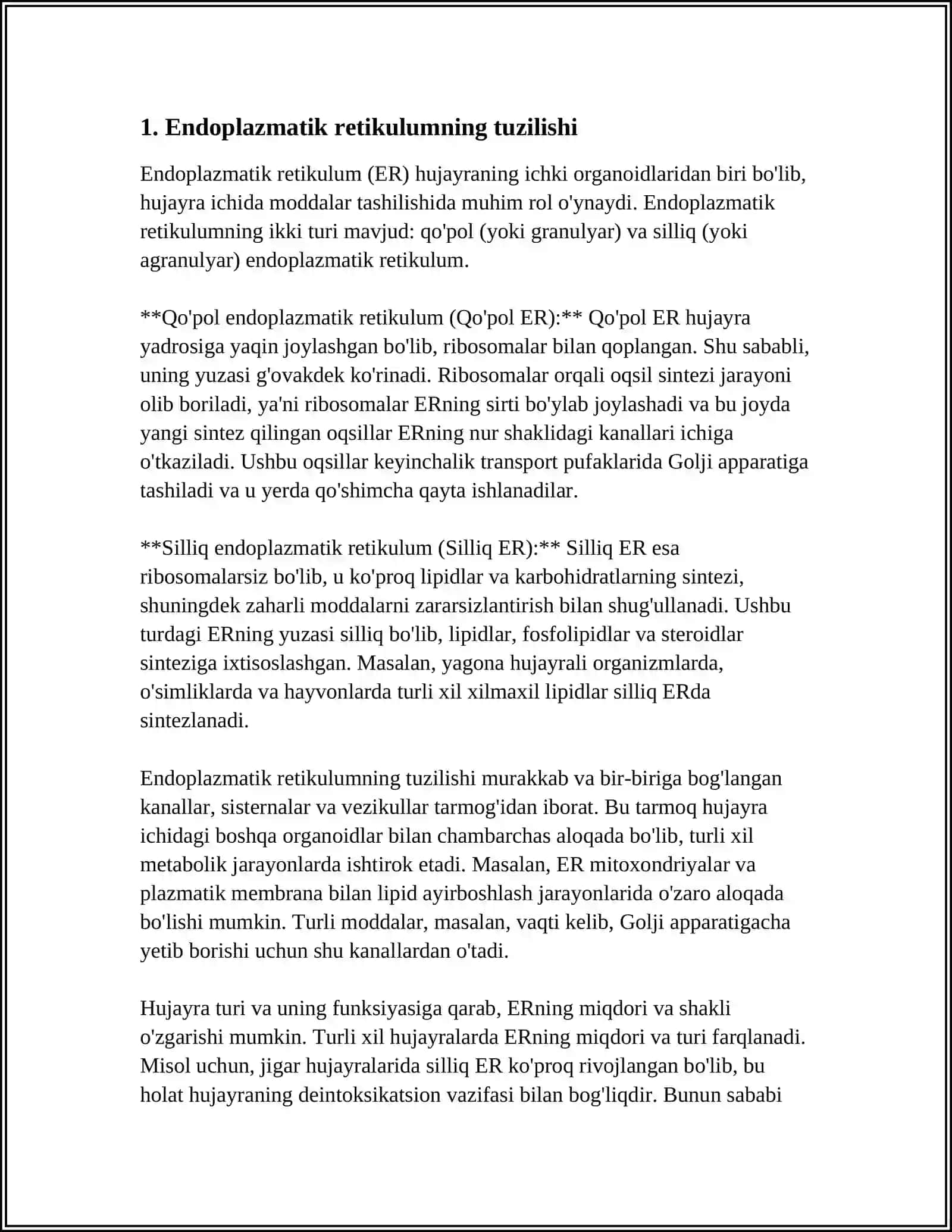 ENDPLAZMATIK RETIKULUMNING(EPR).RIBOSOMA. GOLJI APPARATI VA LIZOSOMALAR 3