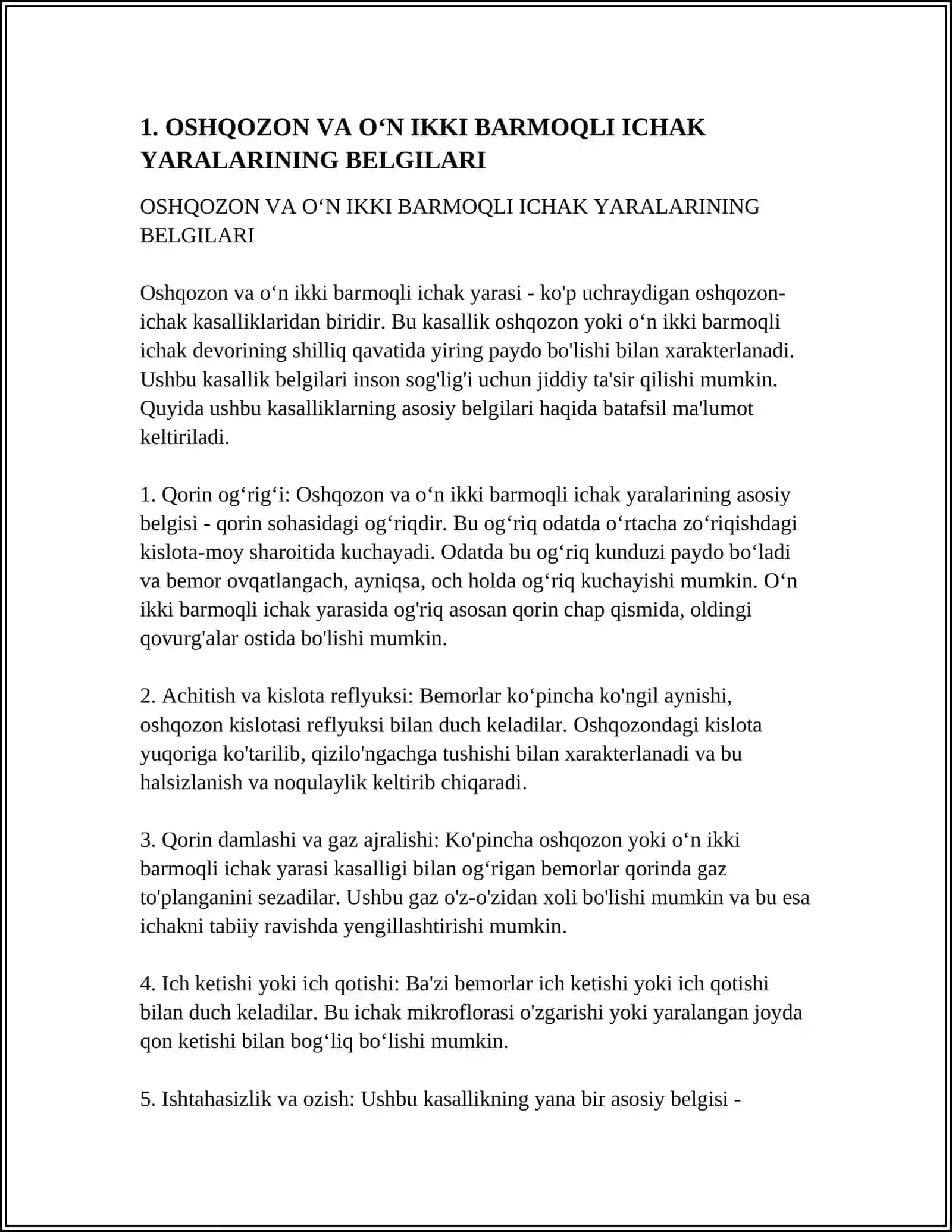 OSHQOZON VA OʻN IKKI BARMOQLI ICHAK YARALARI 3
