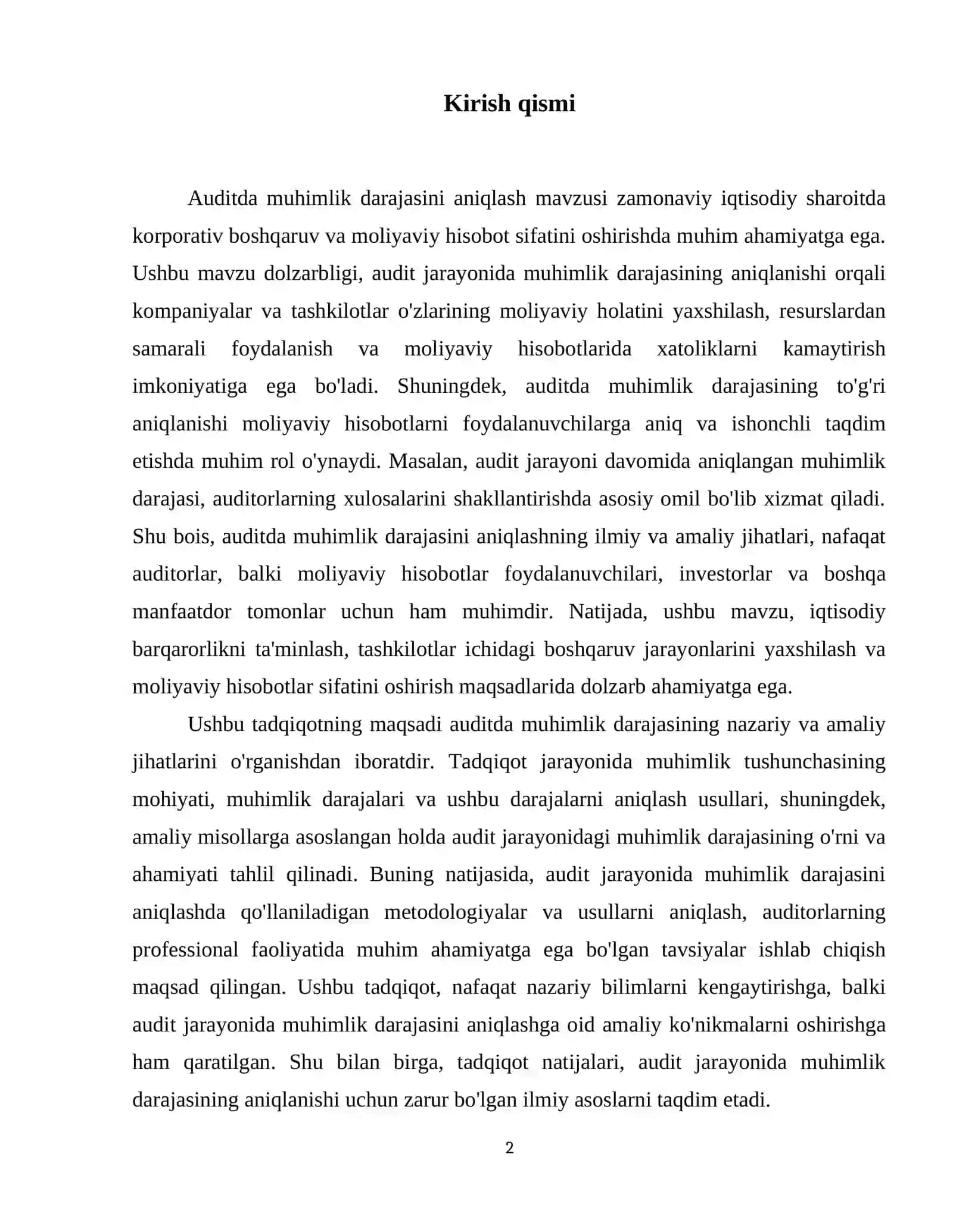 Auditda muhimlik darajasini aniqlash 3