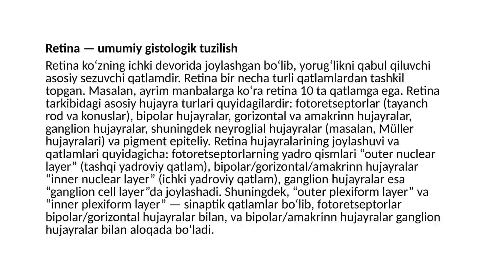 Gistologiya fanidan ore tsepsiyaning morfologikasoslari 3
