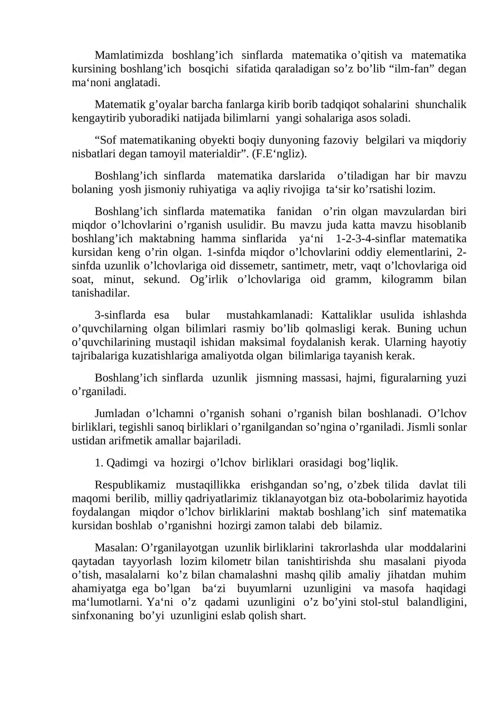 O’quvchilarni miqdorlar va ismli sonlar orasidagi bog’lanishlar bilan tanishtirish 3
