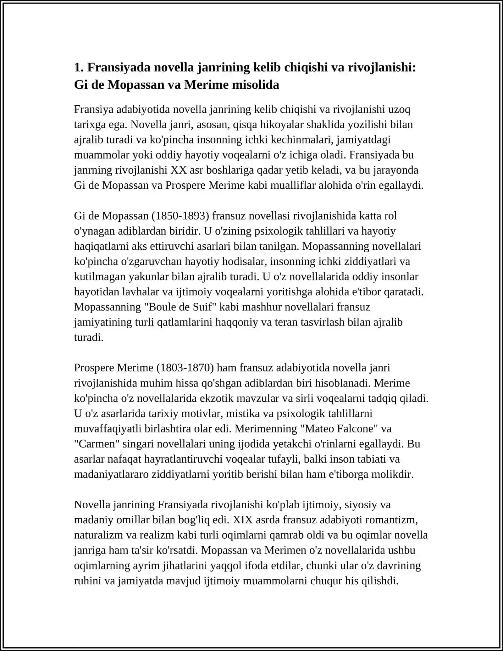 FRANTSIYADA NOVELLA JANRI. GI DE MOPASSAN VA MERIME IJODI MISOLIDA 3