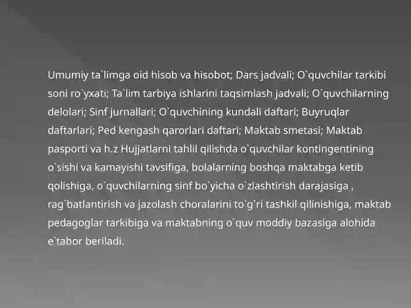 MAKTAB HUJJATLARINI O'RGANISH VA UNI TAHLIL QILISH 3