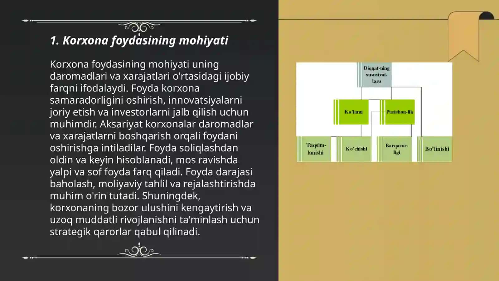 Korxona foydasi, uning taqsimlanishi va ishlatilinishi 3