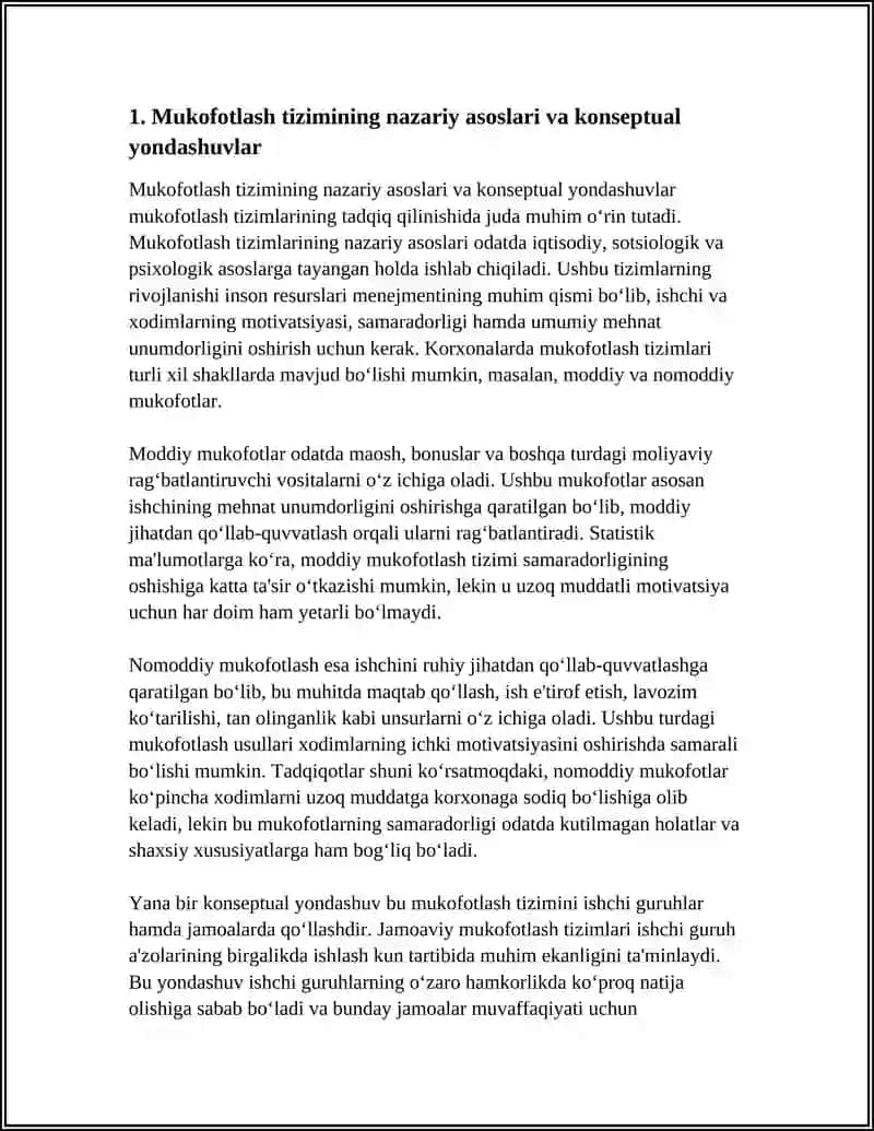 KORXONALARDA QOʻLLANILAYOTGAN MUKOFOTLASH TIZIMINING TAHLILI VA UNI TAKOMILLASHTIRISH 3