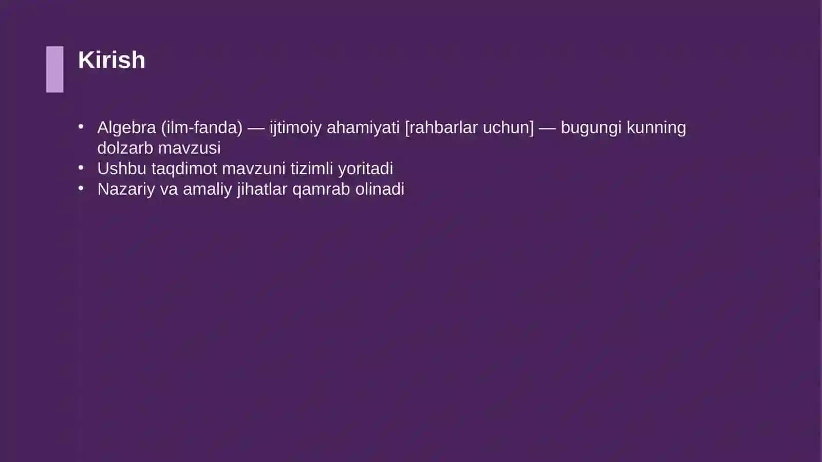 Algebra (ilm-fanda) — ijtimoiy ahamiyati [rahbarlar uchun] 3
