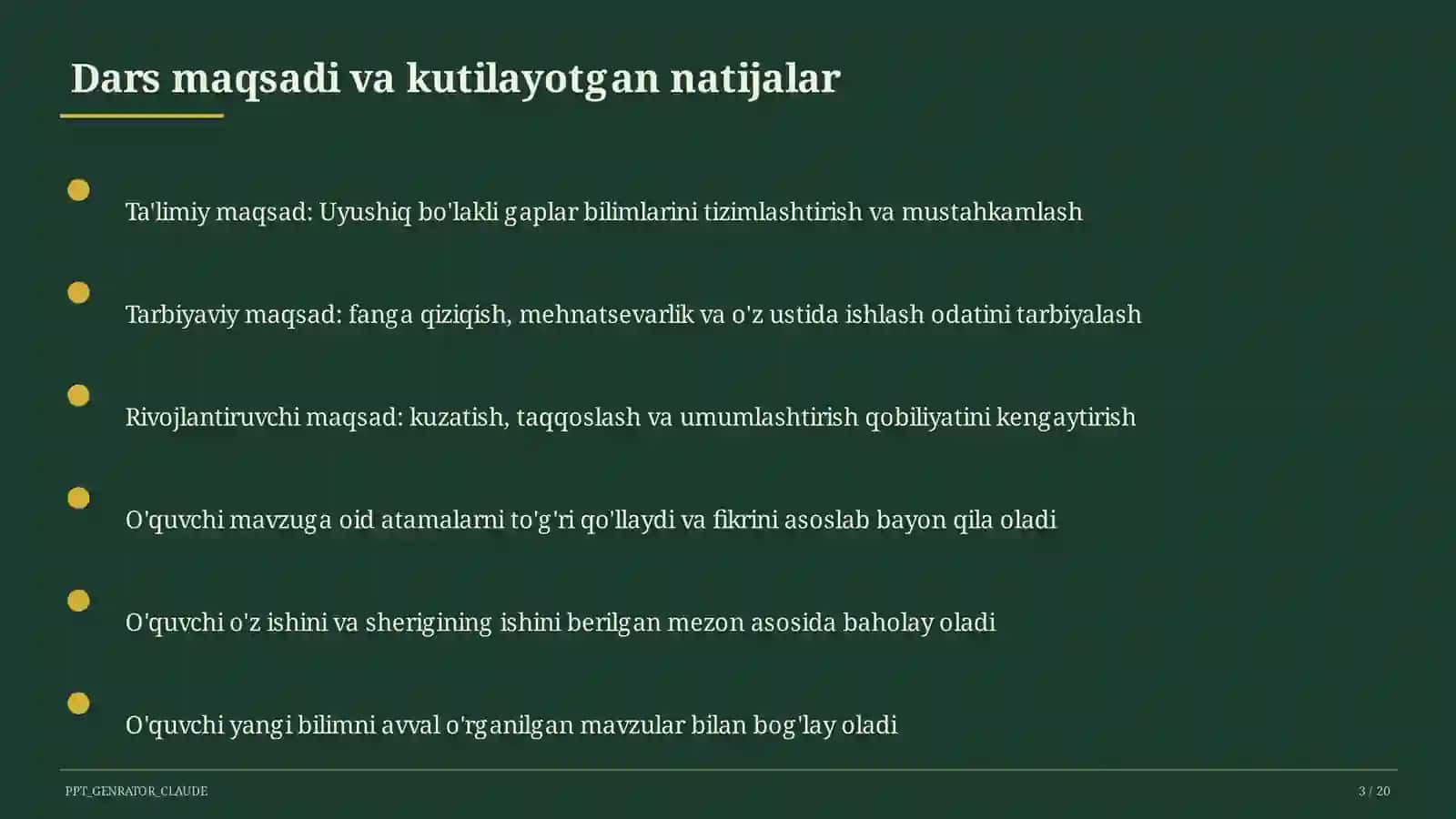 Uyushiq bo'lakli gaplar (4-sinf) 3