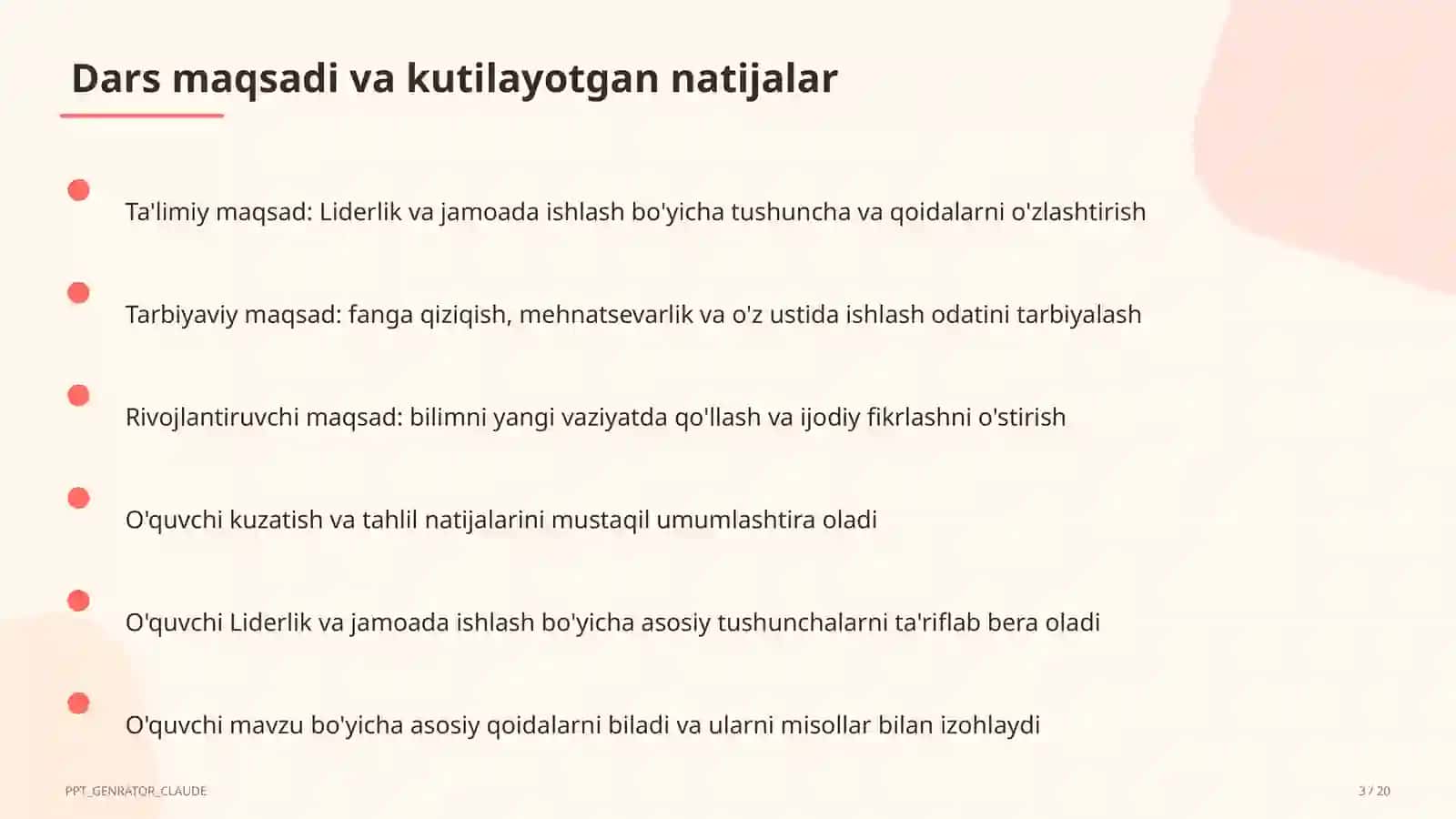 Liderlik va jamoada ishlash (11-sinf) 3