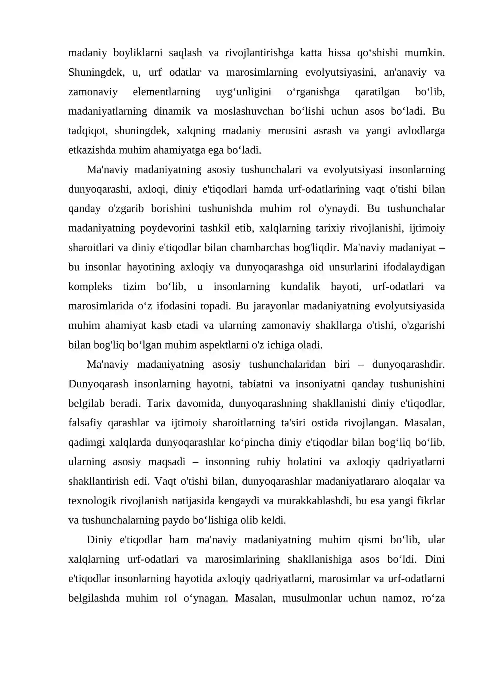 Ma'naviy madanyatdagi transformatsiyalar (urf odatlar va marosim ro'y beradigan o'zgarishlar) 3