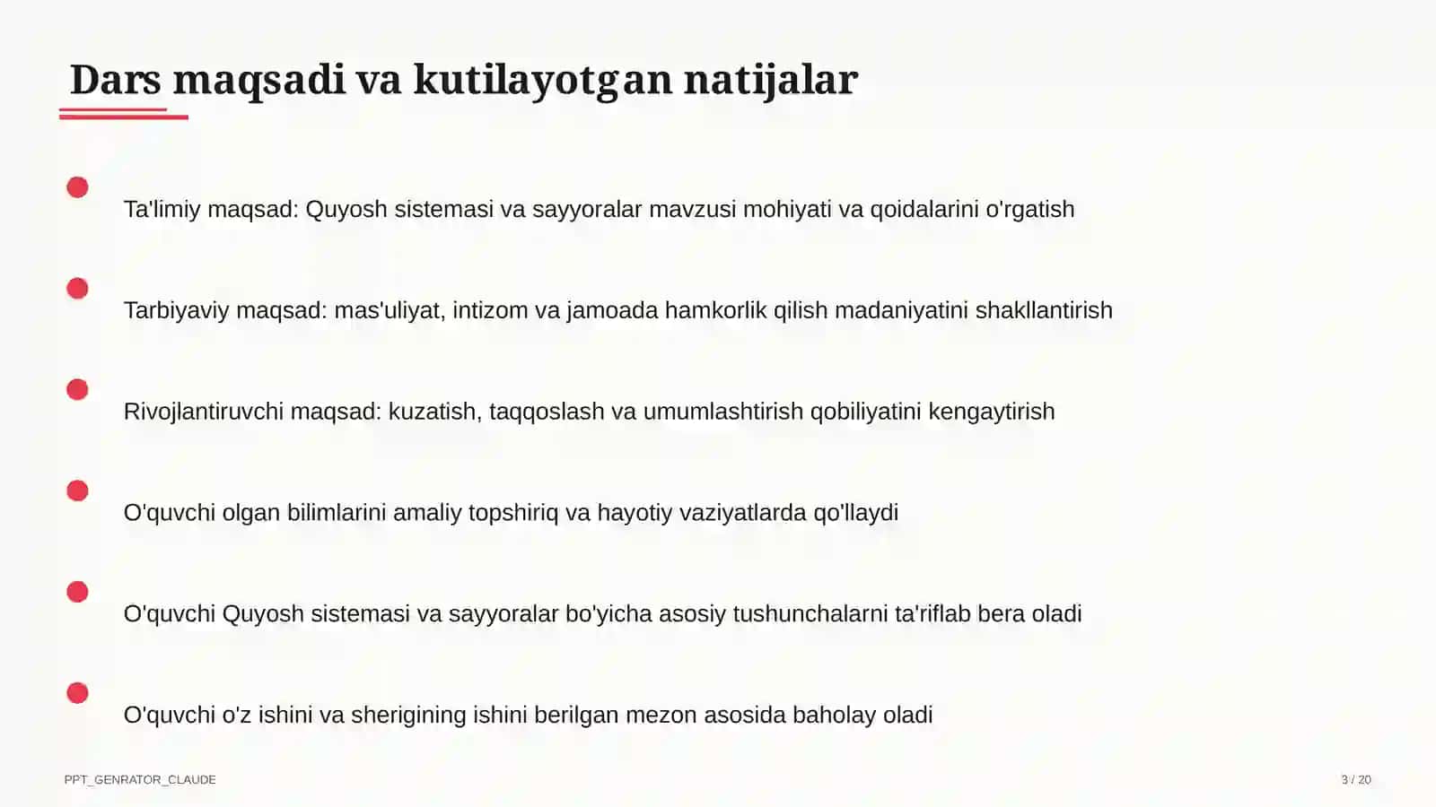 Quyosh sistemasi va sayyoralar (4-sinf) 3